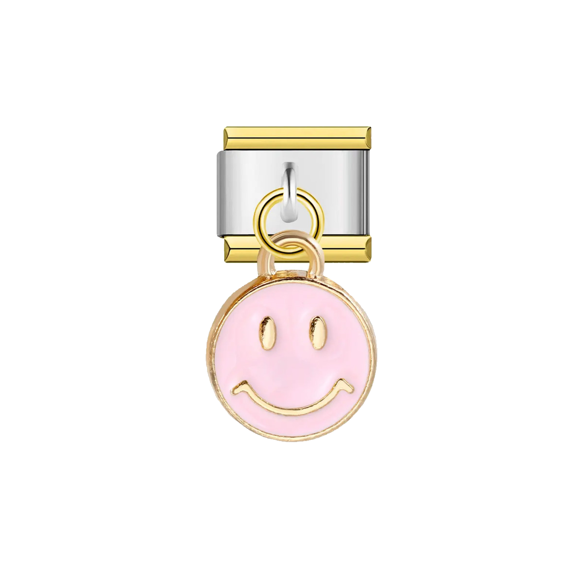 Charm argenté smiley rose