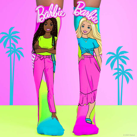 Chaussettes hautes Barbie Malibu multicolores néon avec logo 3D