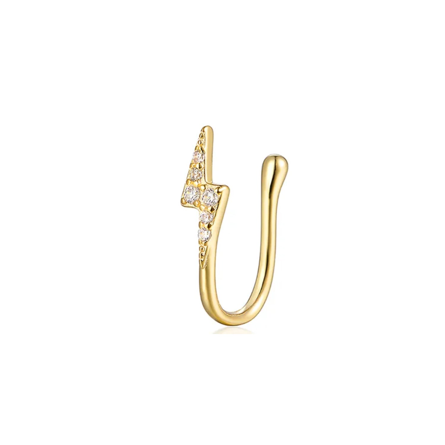 Faux piercing éclair doré en argent 925 avec strass – bijou sans perçage nez et oreille Emano Nouvelle-Calédonie.