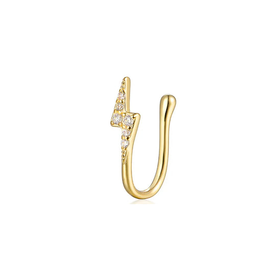 Faux piercing éclair doré en argent 925 avec strass – bijou sans perçage nez et oreille Emano Nouvelle-Calédonie.