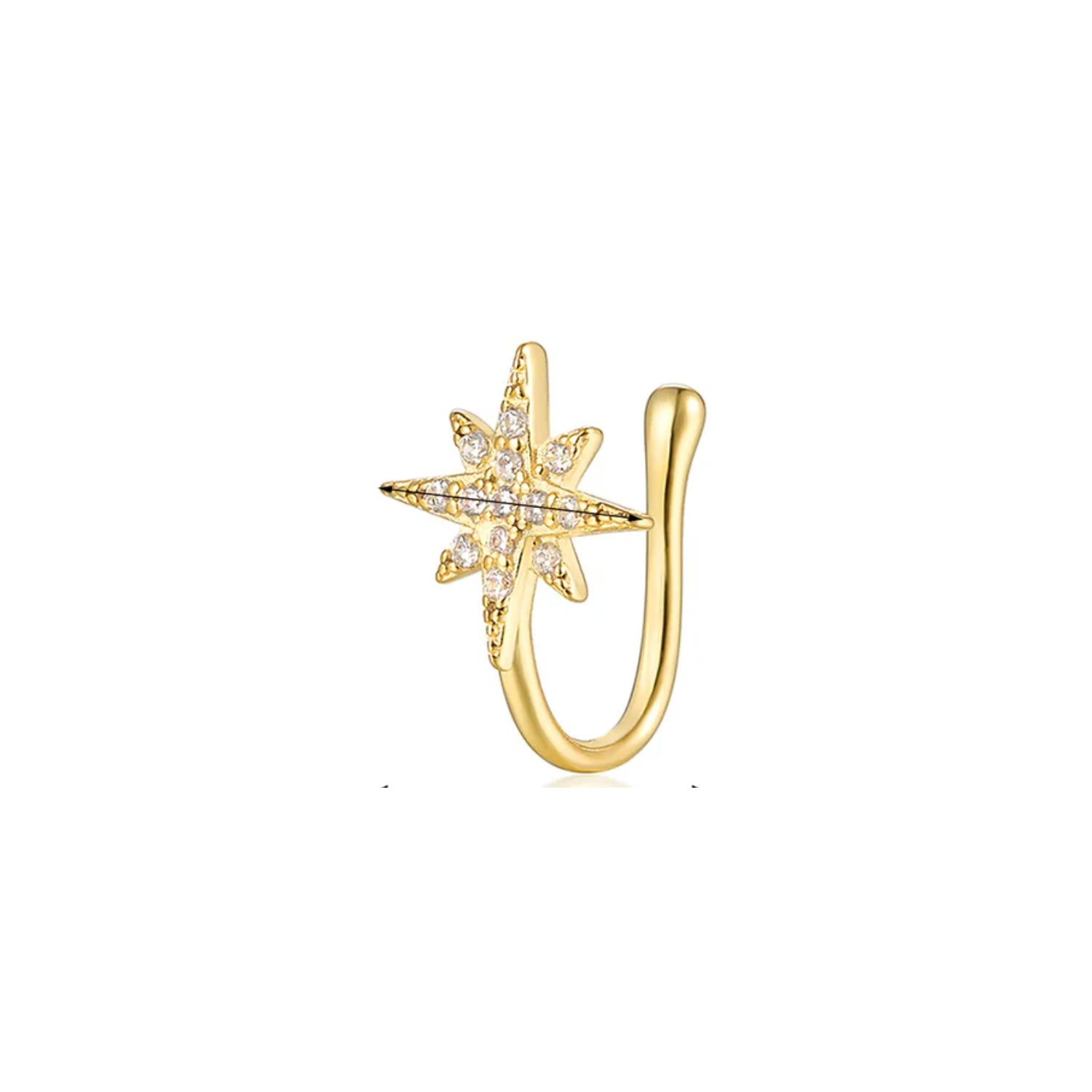 Faux piercing étoile doré en argent 925 avec strass – bijou sans perçage nez et oreille Emano Nouvelle-Calédonie.