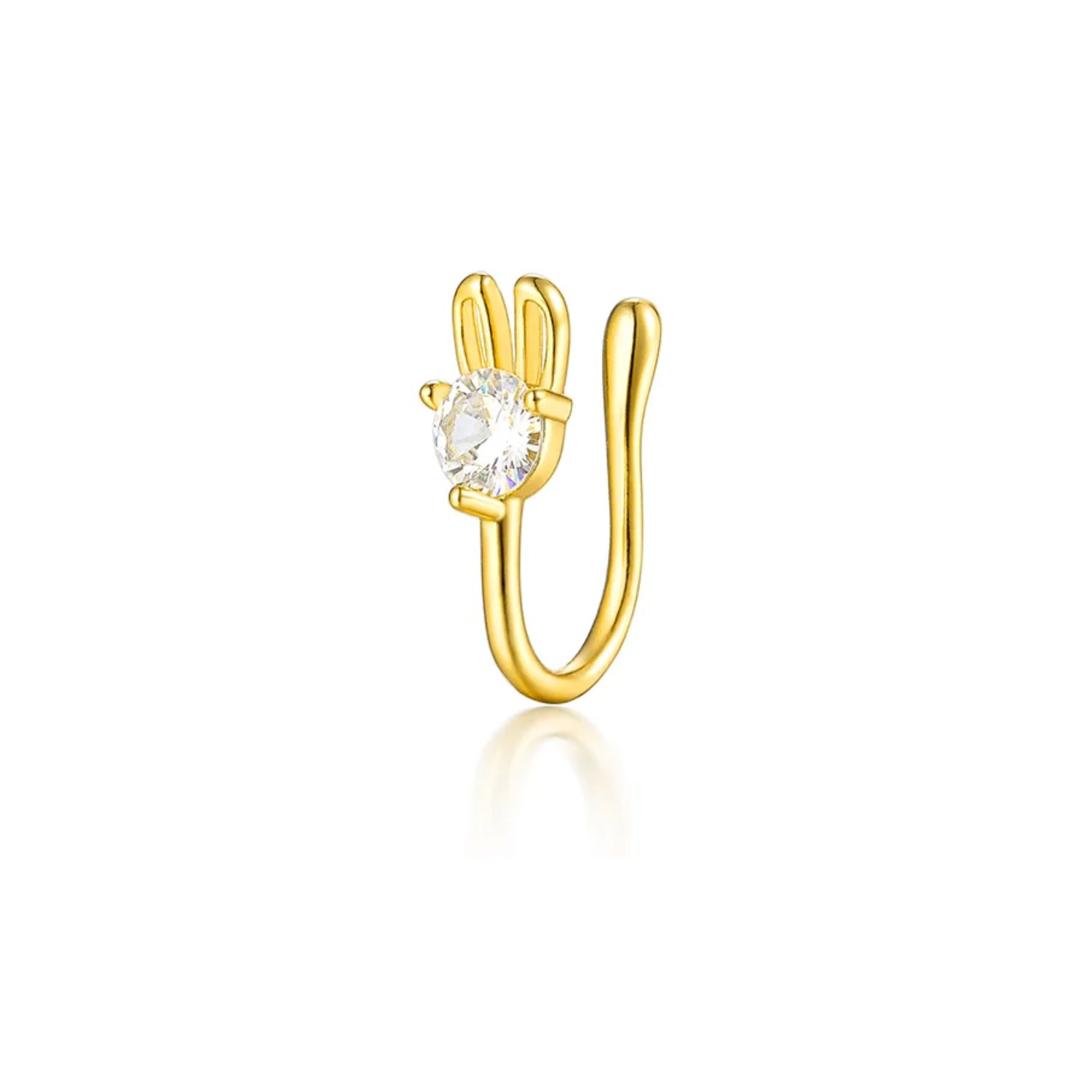 Faux piercing lapin doré en argent 925 avec strass – bijou sans perçage nez et oreille Emano Nouvelle-Calédonie.