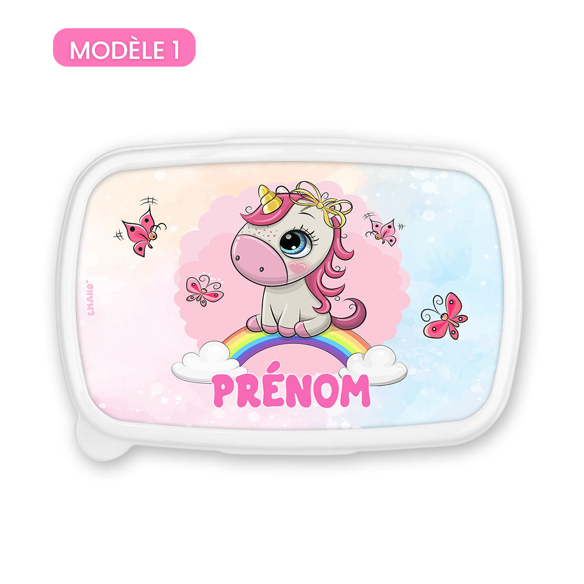 Boîte à goûter enfant personnalisée univers licornes avec prénom – EMANO