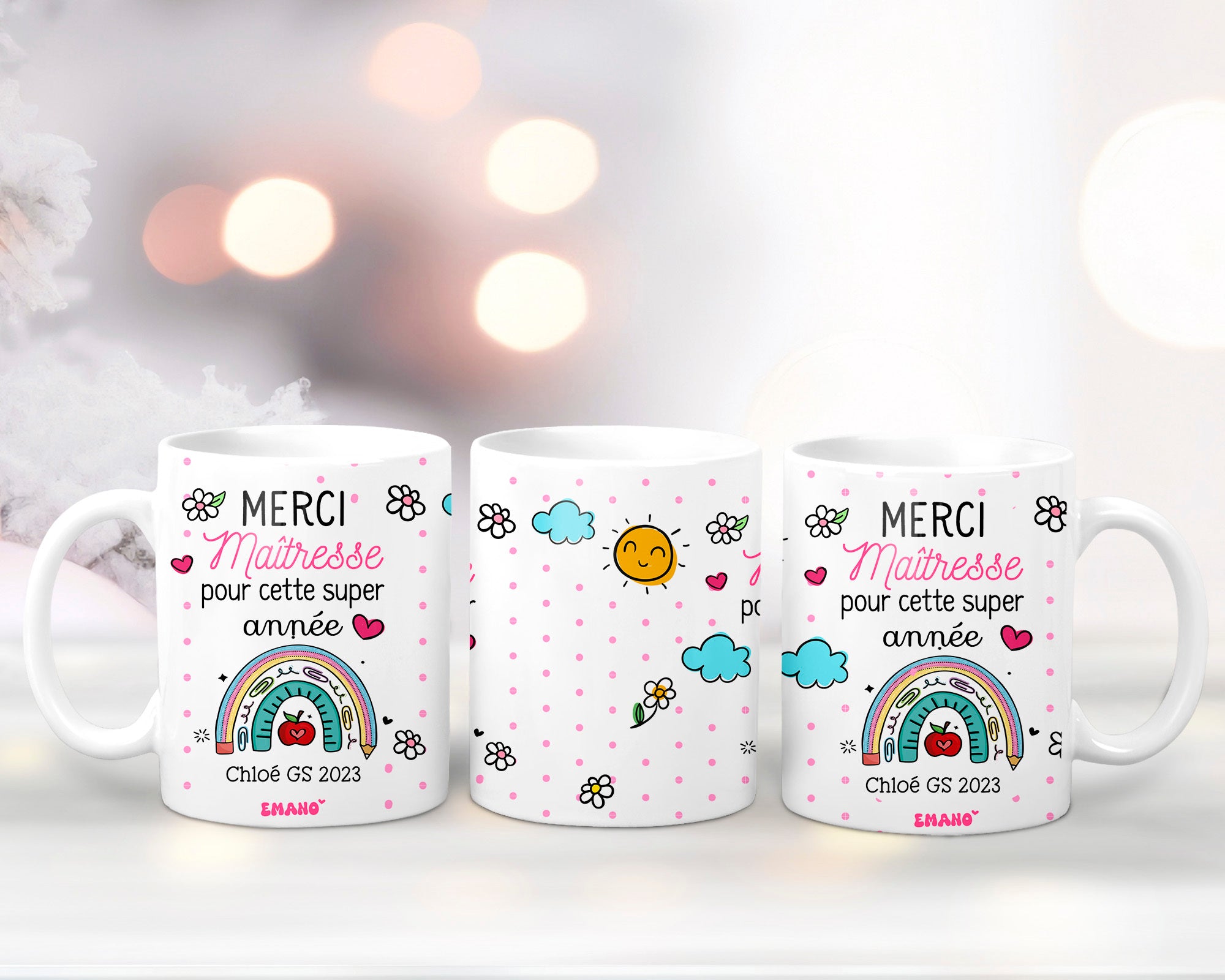 Une tasse de reconnaissance personnalisée. ✨ Offrez un Mug Emano unique pour remercier un maître ou une maîtresse exceptionnel(le). 🎓💖 #EmanoMerci #CadeauPersonnalisé #Reconnaissance