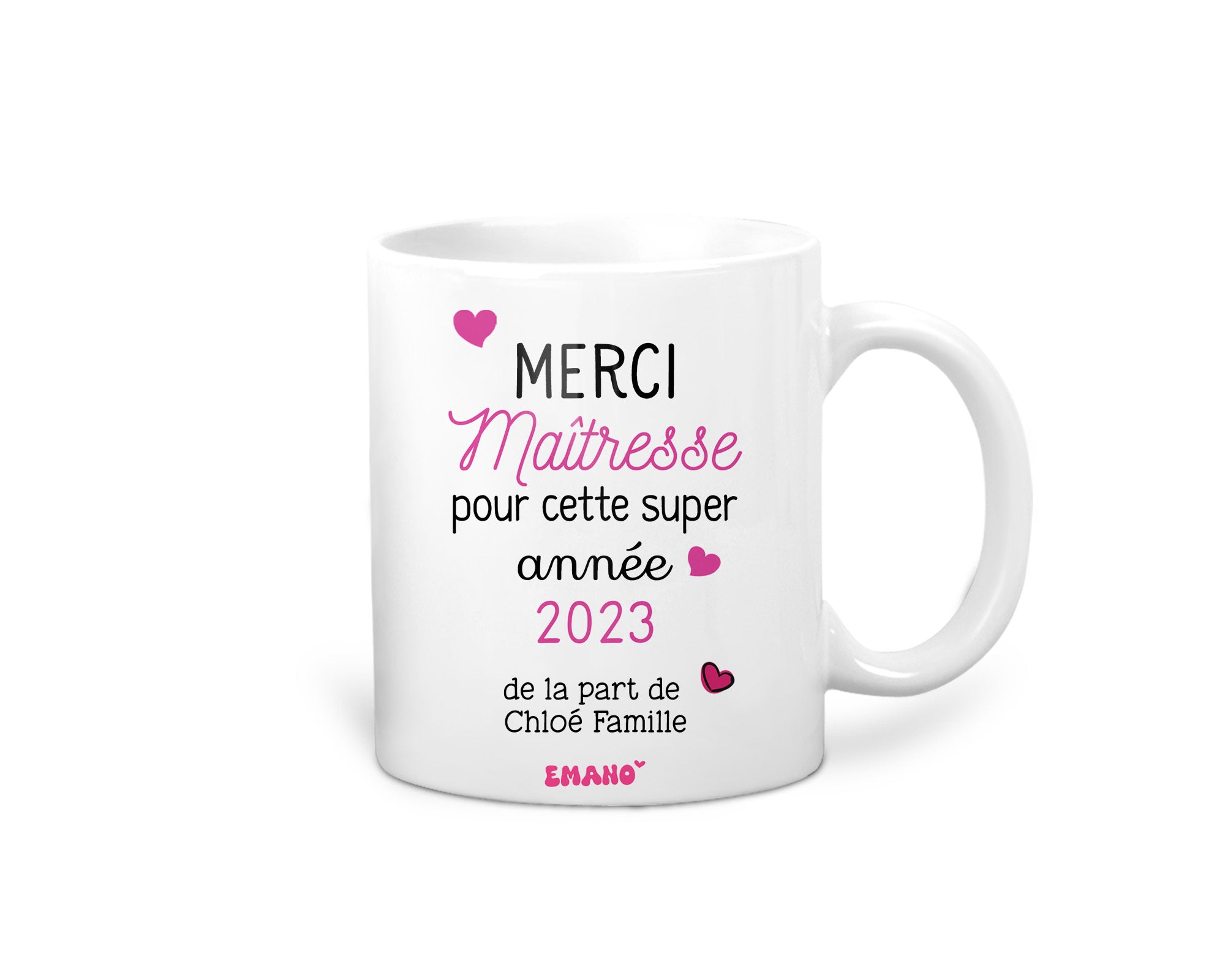 Une tasse de reconnaissance personnalisée. ✨ Offrez un Mug Emano unique pour remercier un maître ou une maîtresse exceptionnel(le). 🎓💖 #EmanoMerci #CadeauPersonnalisé #Reconnaissance