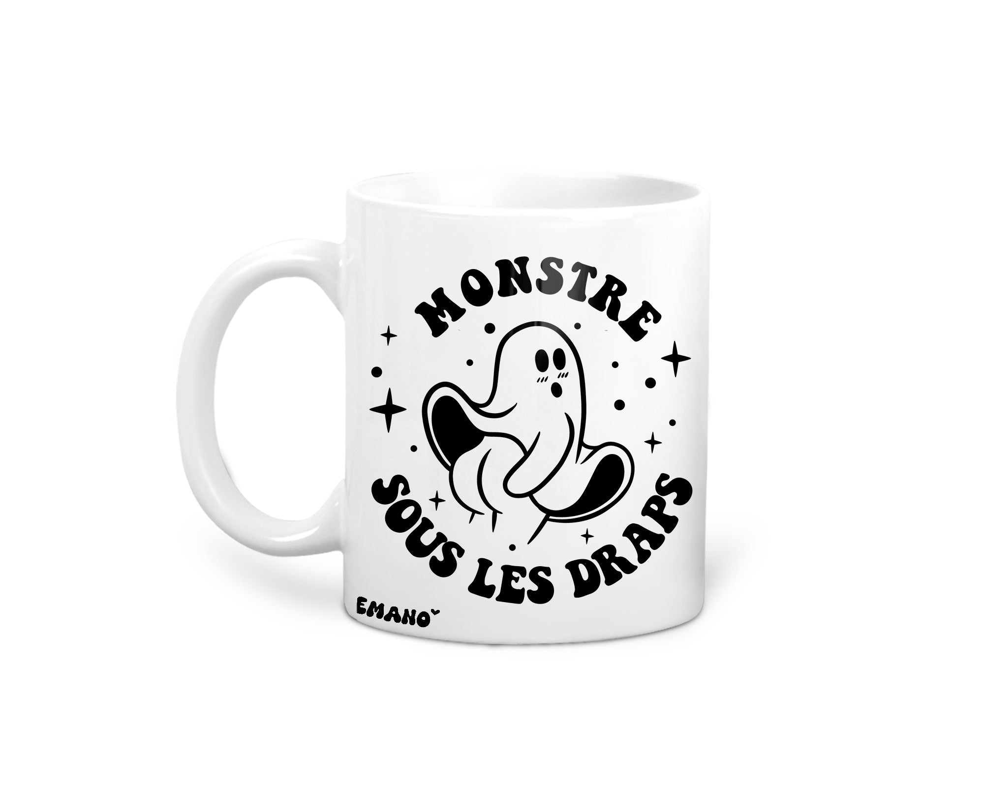 Un fantôme farceur qui vous mettra de bonne humeur dès le matin ! Découvrez notre tasse "Monstre sous les Draps !" avec un design espiègle qui fera sourire tout amateur d'humour. La tasse parfaite pour une dose de légèreté quotidienne. ☕👻