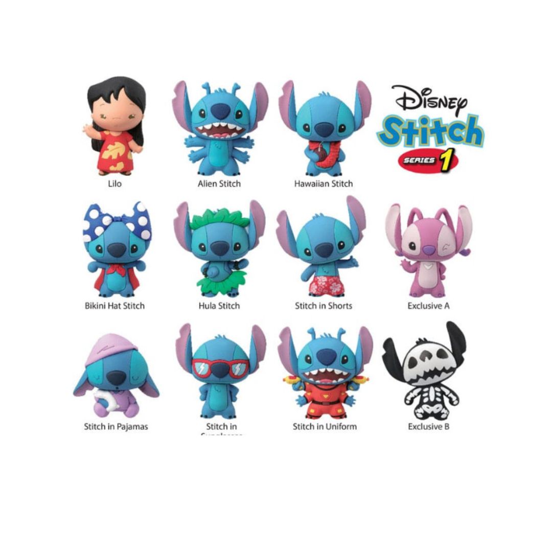 Porte-clés surprise Stitch en 3D, version mystère en caoutchouc avec anneau métallique – en vente chez EMANO en Nouvelle-Calédonie.