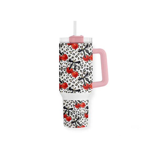 Mug isotherme Cherry Love Emano motif cerises et léopard – Collection exclusive