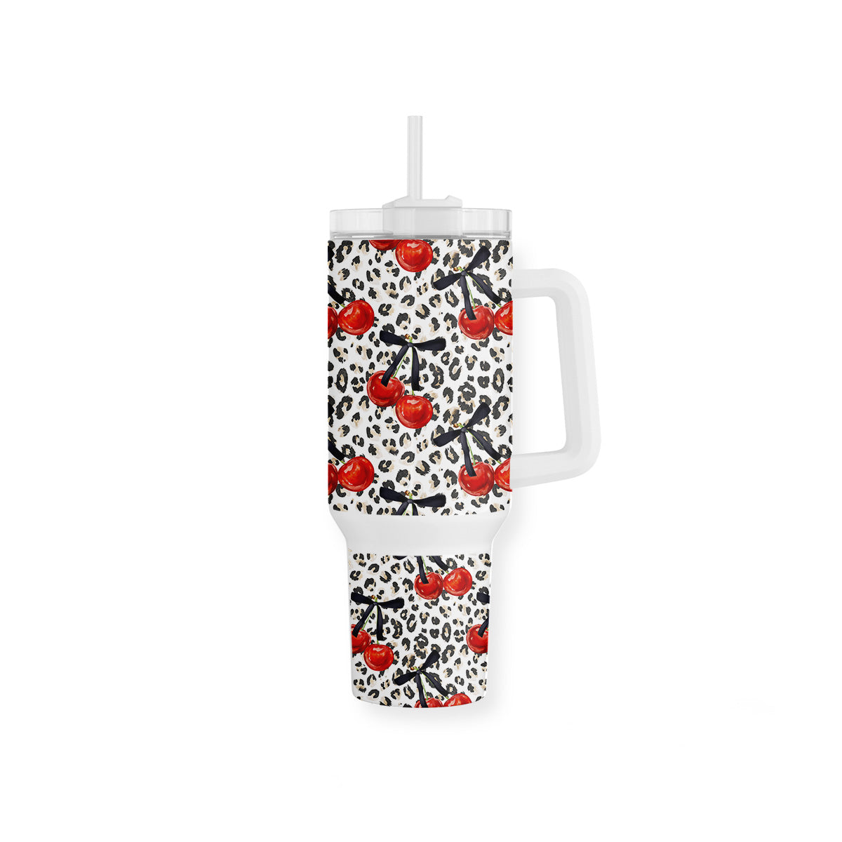 Mug isotherme Cherry Love Emano motif cerises et léopard – Collection exclusive