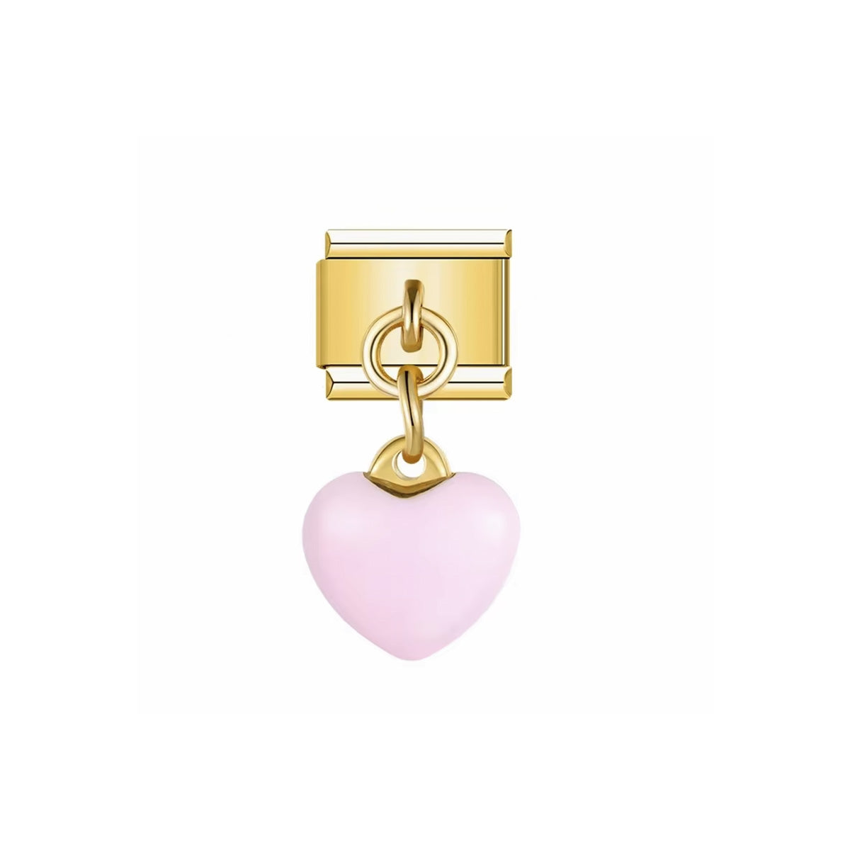 Charm Italien Sweet Heart – pendentif doré avec cœur rose pastel émaillé pour bracelet modulable | bijou fantaisie Emano Nouvelle-Calédonie.