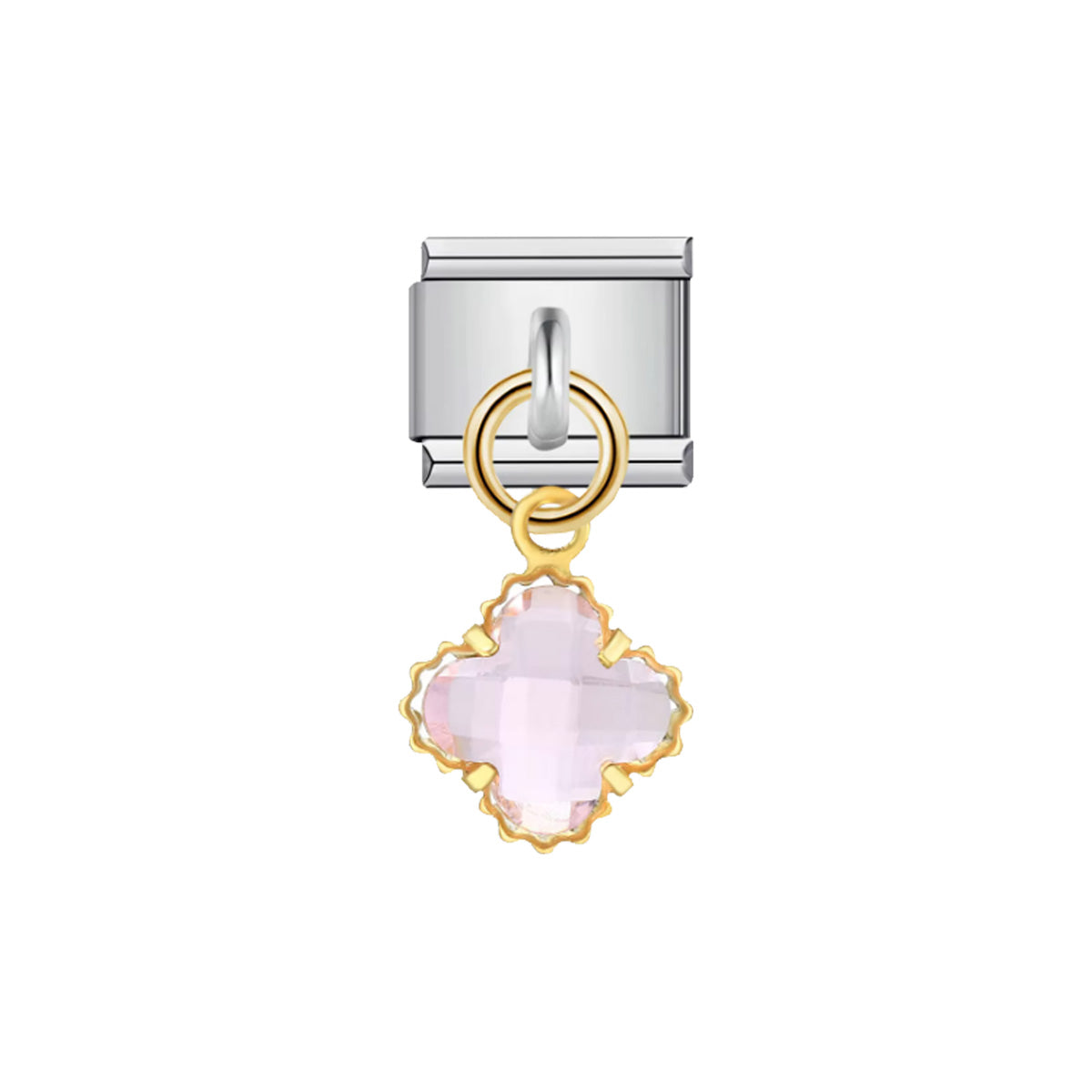 Charm Emano Pink Amour en pierre rose et doré – Bracelet charms italien