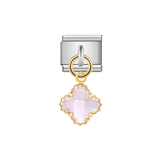 Charm Emano Pink Amour en pierre rose et doré – Bracelet charms italien
