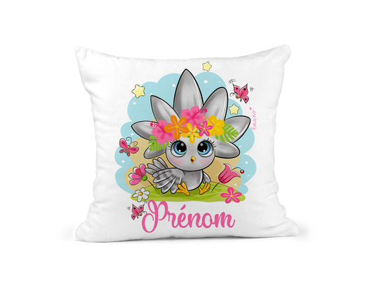 Coussin Cagou Prénom : Douce Nature Personnalisée.