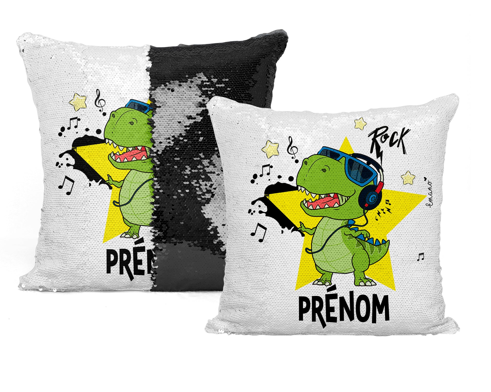 Coussin Dinosaure Musicien Personnalisé : Groove Personnalisé.