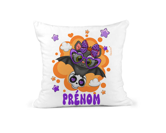 Coussin Chauve-souris Halloween : Personnalisation Magique.