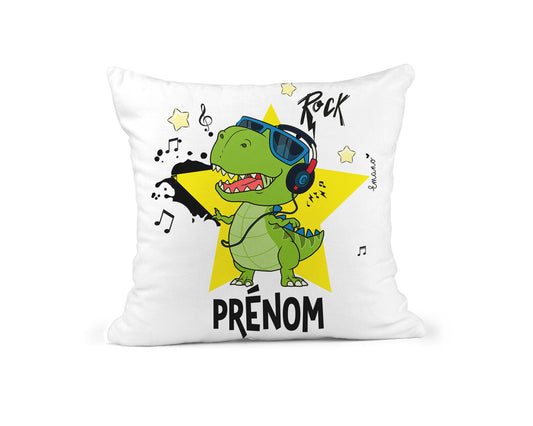 Coussin Dinosaure Musicien Personnalisé : Groove Personnalisé.