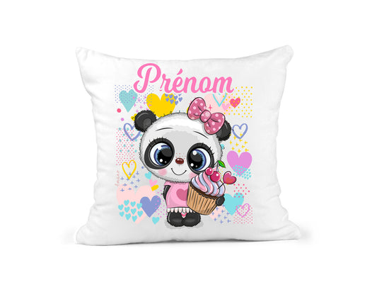 Coussin Panda Cupcake : Douceur Personnalisée.
