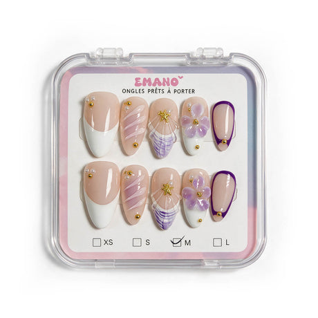 Press-On Nails Orchid Pearl nude et lilas EMAN