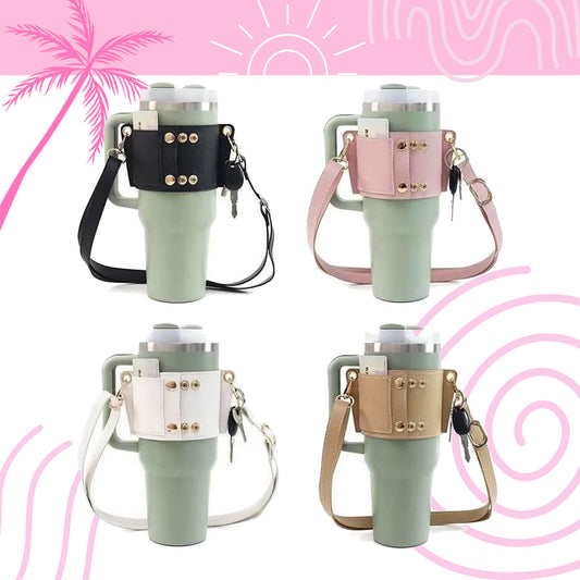 Porte-gobelet avec bandoulière pour gobelets Stanley. Idéal pour vos randonnées ou déplacements. Vendu chez Emano en Nouvelle-Calédonie.