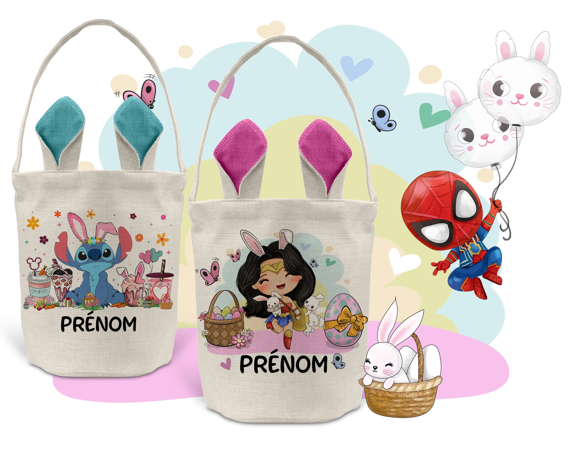 Panier de Pâques personnalisé -Thème dessins animés