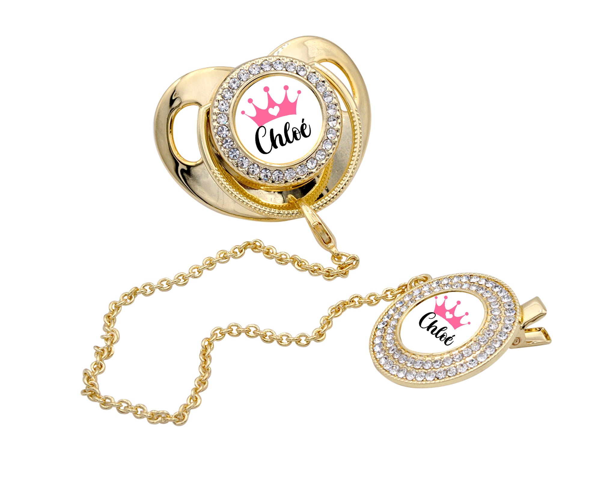 Tétine et attache luxueuses personnalisées